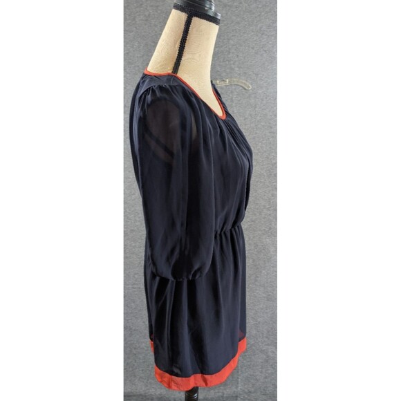 Sweet Storm Dress Peek a Boo Sleeve Navy Orange Detail Womans Size Small - Picture 14 of 16